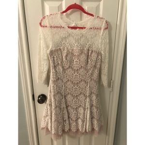 Betsy & Adam Lace Tulle Lined Fit And Flare